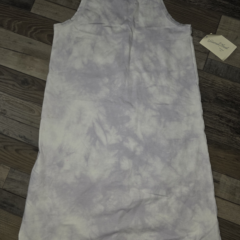 Sleeveless‎ Tie-Dye Tank Dress in Lavender and White